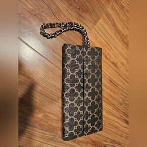Bitten Black and Brown Floral Wallet with Chain